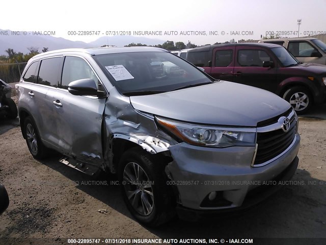 5TDJKRFH1FS128415 - 2015 TOYOTA HIGHLANDER XLE ვერცხლისფერი ფოტო 1