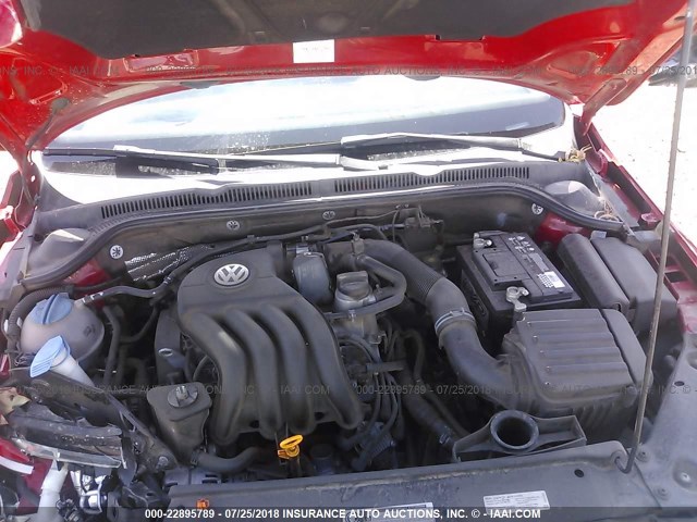 3VW2K7AJ2CM405861 - 2012 VOLKSWAGEN JETTA S 红色 照片 10