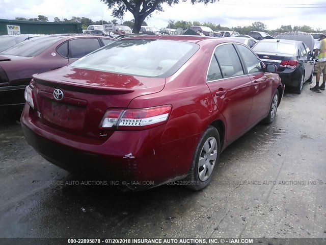 4T1BF3EK4AU522218 - 2010 TOYOTA CAMRY SE/LE/XLE RED photo 4