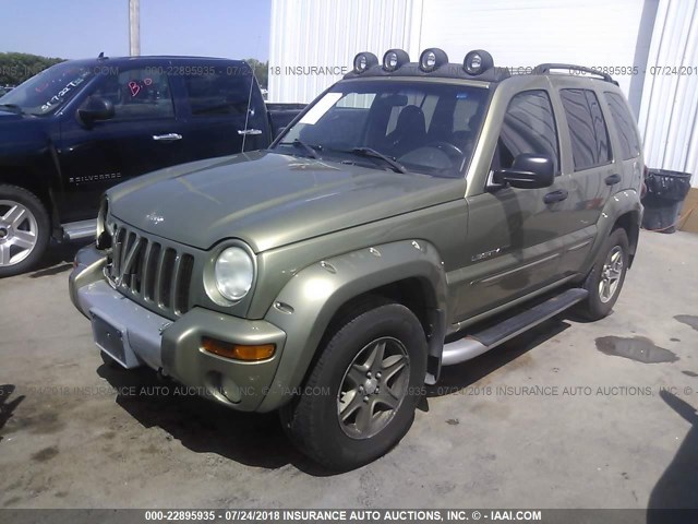 1J4GL38K72W332377 - 2002 JEEP LIBERTY RENEGADE GREEN photo 2