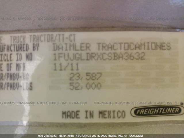 1FUJGLDRXCSBA3632 - 2012 FREIGHTLINER CASCADIA 125  Unknown photo 10