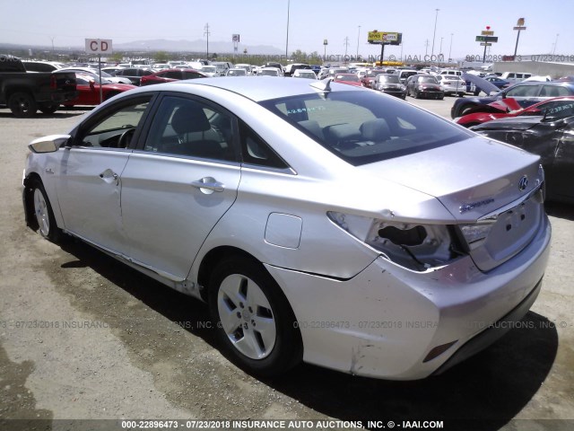 KMHEC4A43BA006745 - 2011 HYUNDAI SONATA HYBRID SILVER photo 3