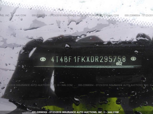 4T4BF1FKXDR295758 - 2013 TOYOTA CAMRY L/SE/LE/XLE 银色 照片 9