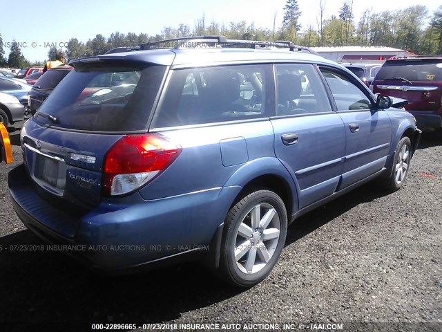 4S4BP61C287313176 - 2008 SUBARU OUTBACK 2.5I BLUE photo 4