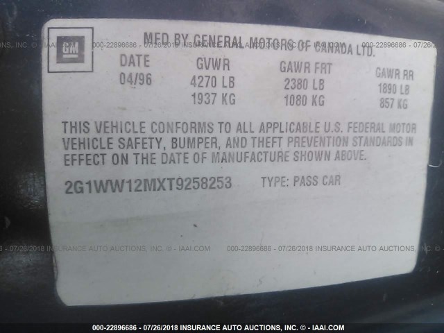 2G1WW12MXT9258253 - 1996 CHEVROLET MONTE CARLO LS მწვანე ფოტო 9