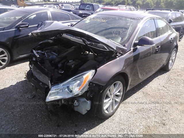 2G4GK5EX3F9166101 - 2015 BUICK REGAL MAROON photo 2