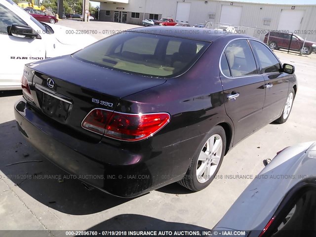 JTHBA30G355124034 - 2005 LEXUS ES 330 PURPLE photo 4