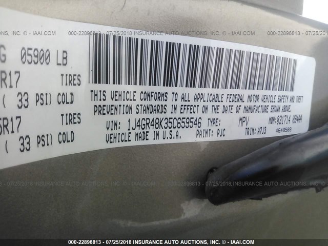 1J4GR48K35C659546 - 2005 JEEP GRAND CHEROKEE LAREDO/COLUMBIA/FREEDOM 金色 照片 9