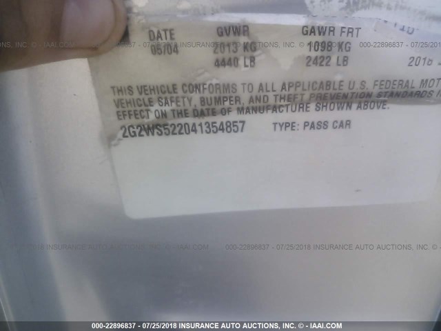 2G2WS522041354857 - 2004 PONTIAC GRAND PRIX GT2 ვერცხლისფერი ფოტო 9