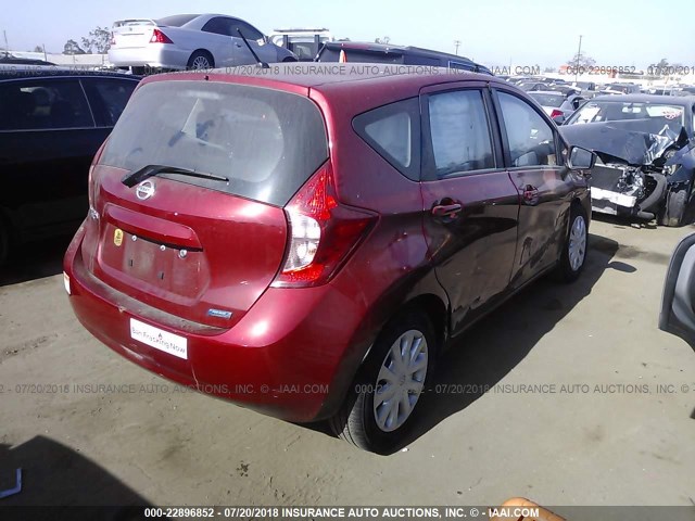 3N1CE2CP8FL446169 - 2015 NISSAN VERSA NOTE S/S PLUS/SV/SL/SR RED photo 4
