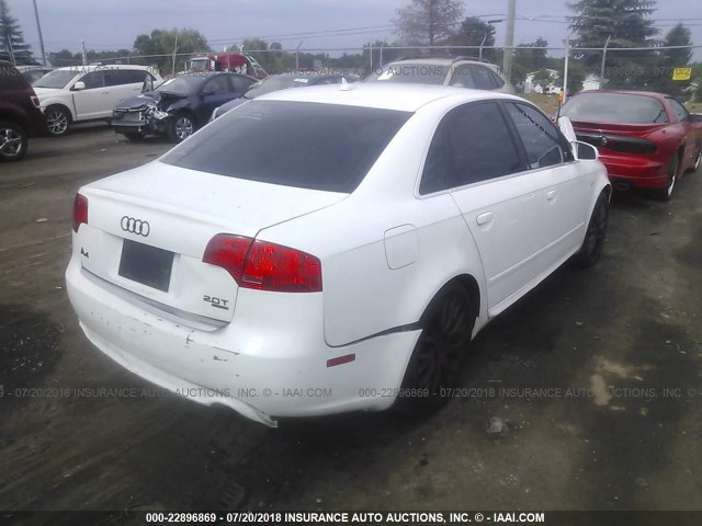 WAUDF78E48A138975 - 2008 AUDI A4 2.0T QUATTRO WHITE photo 4