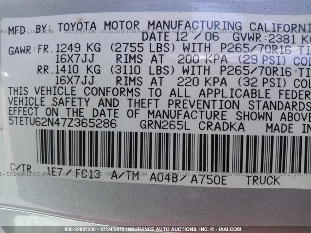 5TETU62N47Z365286 - 2007 TOYOTA TACOMA PRERUNNER ACCESS CAB SILVER photo 9