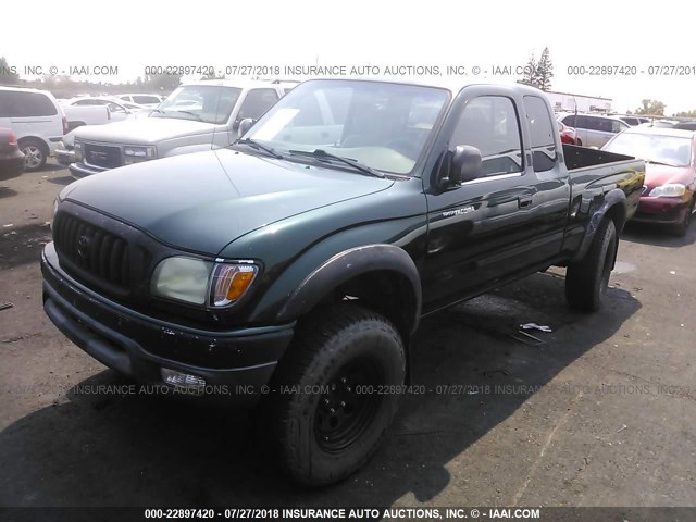 5TESN92N62Z097764 - 2002 TOYOTA TACOMA XTRACAB PRERUNNER მწვანე ფოტო 2