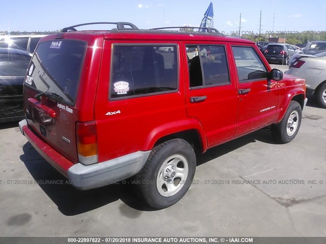 1J4FF48S9YL121278 - 2000 JEEP CHEROKEE SPORT RED photo 4