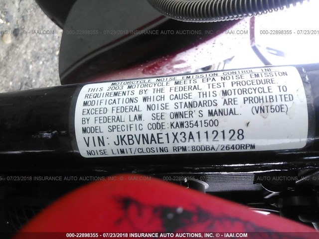 JKBVNAE1X3A112128 - 2003 KAWASAKI VN1500 E RED photo 10