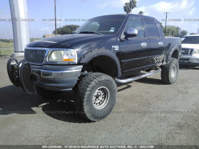 1FTRW07W01KE43805 - 2001 FORD F150 SUPERCREW BLACK photo 2