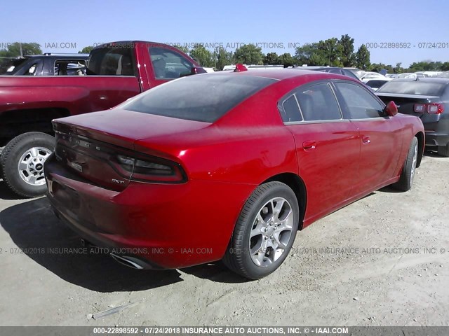 2C3CDXJGXGH260227 - 2016 DODGE CHARGER SXT RED photo 4