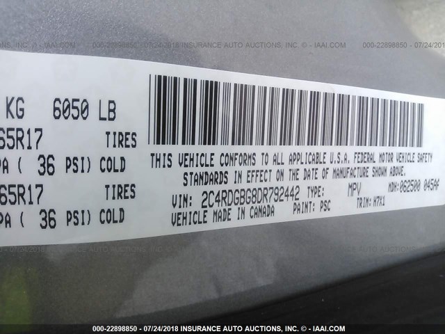 2C4RDGBG8DR792442 - 2013 DODGE GRAND CARAVAN SE SILVER photo 9