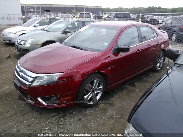 3FAHP0KC4AR105055 - 2010 FORD FUSION SPORT RED photo 2