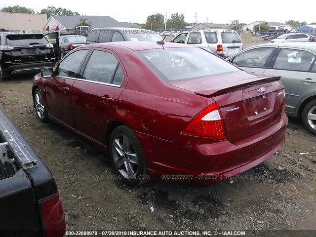 3FAHP0KC4AR105055 - 2010 FORD FUSION SPORT RED photo 3