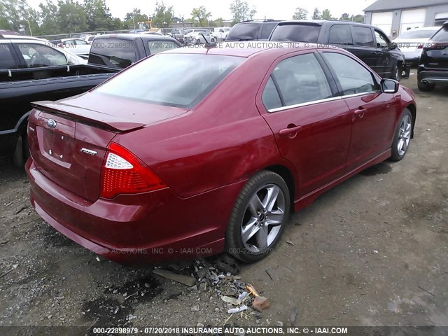 3FAHP0KC4AR105055 - 2010 FORD FUSION SPORT RED photo 4