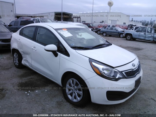 KNADN4A38E6378720 - 2014 KIA RIO EX WHITE photo 1