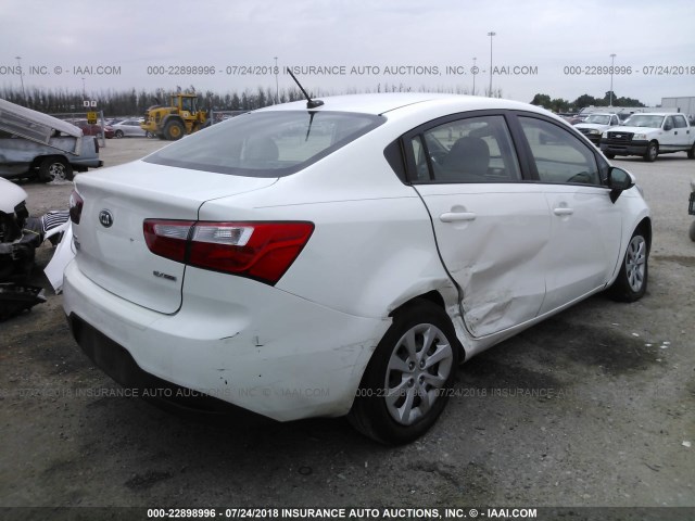 KNADN4A38E6378720 - 2014 KIA RIO EX WHITE photo 4