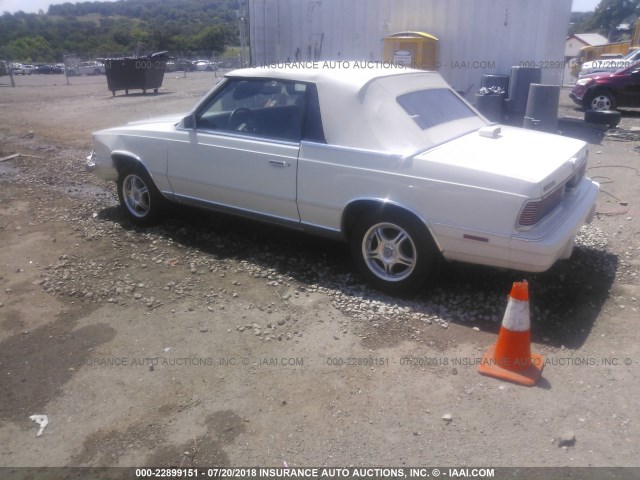 1C3BC55D3GG123340 - 1986 CHRYSLER LEBARON WHITE photo 3