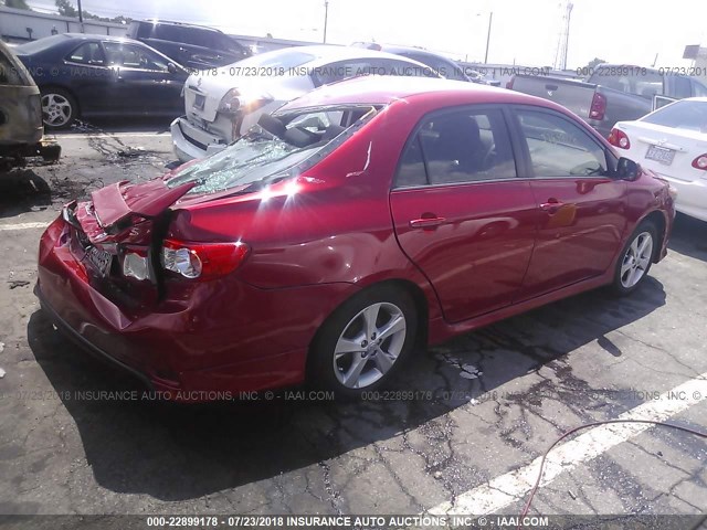 5YFBU4EE7DP197513 - 2013 TOYOTA COROLLA S/LE RED photo 4