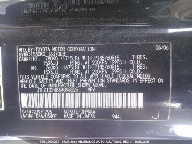 JTLKT324864098525 - 2006 TOYOTA SCION XB 黑色 照片 9