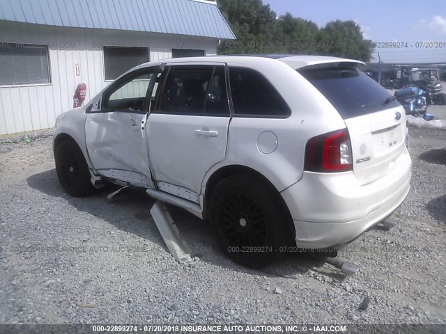 2FMDK3AKXBBB37098 - 2011 FORD EDGE SPORT WHITE photo 3