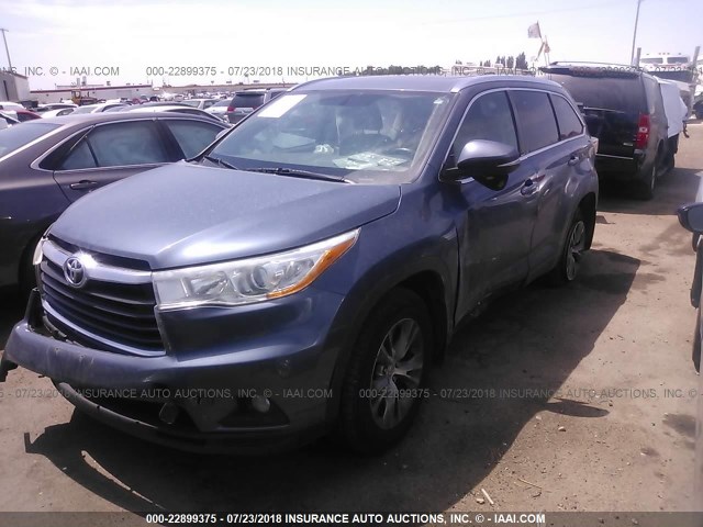 5TDJKRFH1ES013103 - 2014 TOYOTA HIGHLANDER XLE GREEN photo 2