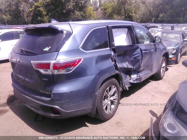 5TDJKRFH1ES013103 - 2014 TOYOTA HIGHLANDER XLE მწვანე ფოტო 4