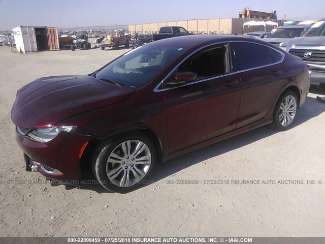 1C3CCCAB3GN134976 - 2016 CHRYSLER 200 LIMITED RED photo 2