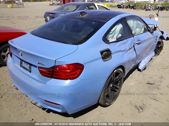 WBS3R9C50GK338004 - 2016 BMW M4 BLUE photo 4