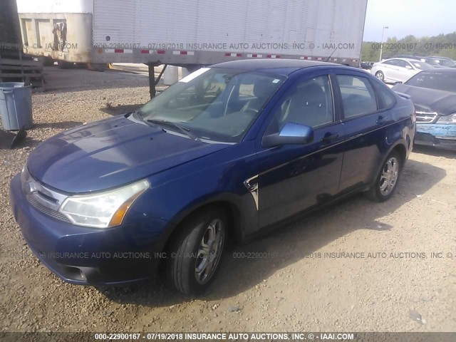 1FAHP35N98W138770 - 2008 FORD FOCUS SE/SEL/SES BLUE photo 2