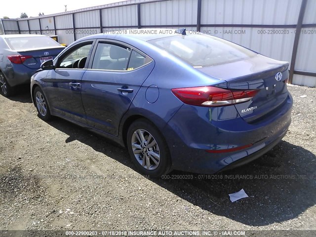 5NPD84LF8JH327171 - 2018 HYUNDAI ELANTRA SEL/VALUE/LIMITED BLUE photo 3