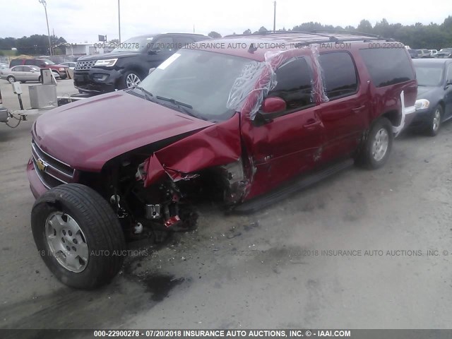 1GNSCJE01ER167198 - 2014 CHEVROLET SUBURBAN C1500 LT RED photo 2