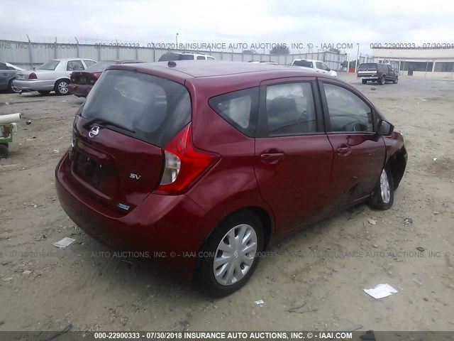 3N1CE2CP3FL417162 - 2015 NISSAN VERSA NOTE S/S PLUS/SV/SL/SR RED photo 4