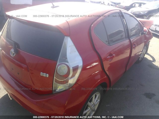 JTDKDTB37C1029595 - 2012 TOYOTA PRIUS C RED photo 4