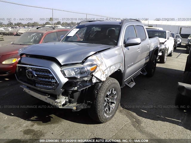 3TMAZ5CN3GM009247 - 2016 TOYOTA TACOMA DBL CAB/SR5/TRD SPORT/OR SILVER photo 2
