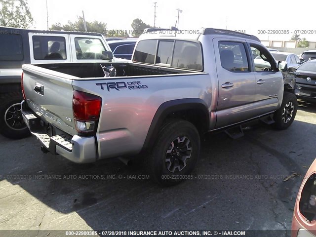 3TMAZ5CN3GM009247 - 2016 TOYOTA TACOMA DBL CAB/SR5/TRD SPORT/OR SILVER photo 4