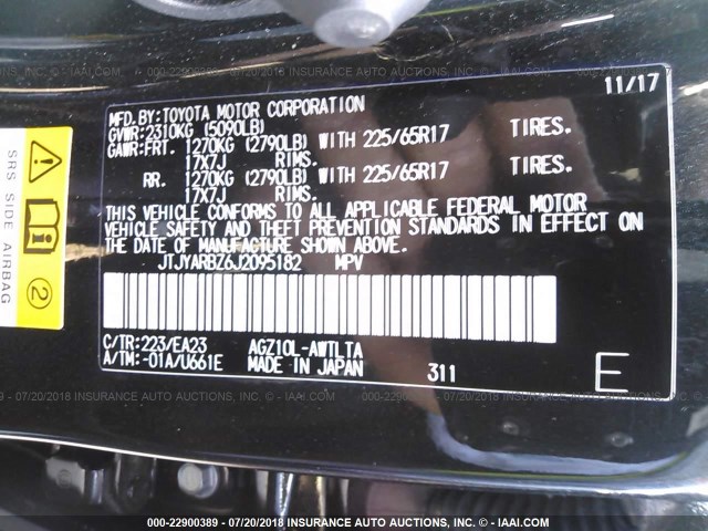 JTJYARBZ6J2095182 - 2018 LEXUS NX 300/BASE/F SPORT 黑色 照片 9