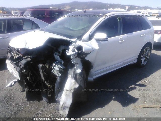 2FMDK4AK9EBA84940 - 2014 FORD EDGE SPORT WHITE photo 2