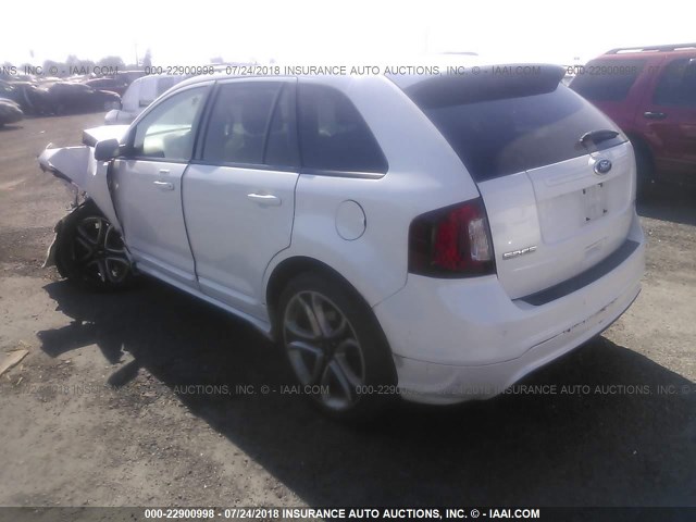 2FMDK4AK9EBA84940 - 2014 FORD EDGE SPORT WHITE photo 3