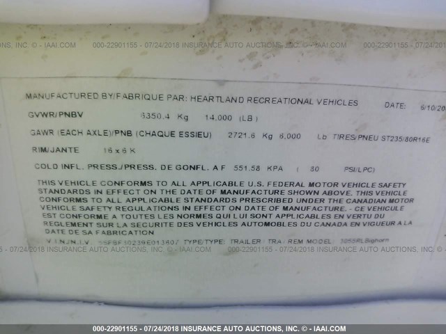 5SFBF30239E013607 - 2009 HEARTLAND BIGHORN 3055RL  თეთრი ფოტო 9