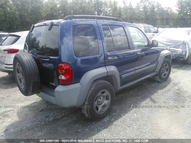 1J4GL48K95W545003 - 2005 JEEP LIBERTY SPORT BLUE photo 4