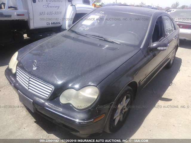 WDBRF61J21F028752 - 2001 MERCEDES-BENZ C 240 BLACK photo 2