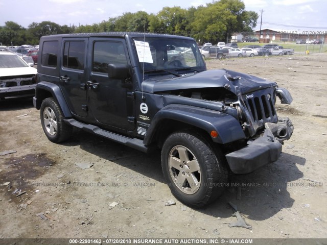 1J4GA59158L537214 - 2008 JEEP WRANGLER UNLIMITE SAHARA BLUE photo 1