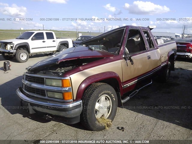 1GCEK19R7TE186747 - 1996 CHEVROLET GMT-400 K1500 MAROON photo 2